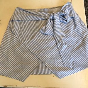 Blue and white pinstripe tie skirt